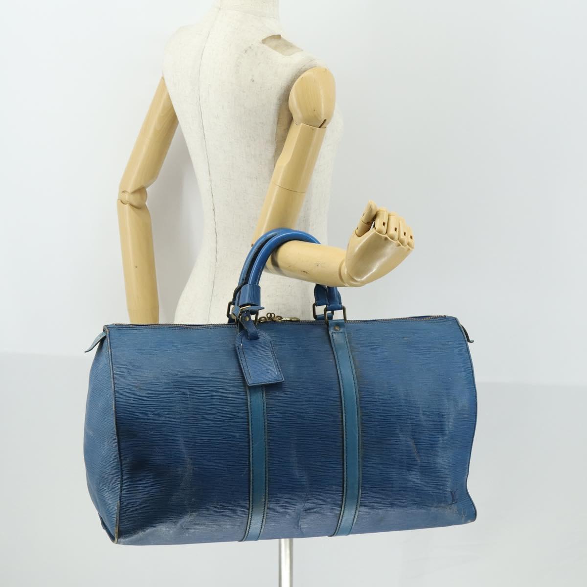 LOUIS VUITTON Epi Keepall 50 Boston Bag Vintage Blue M42965 LV Auth 163435