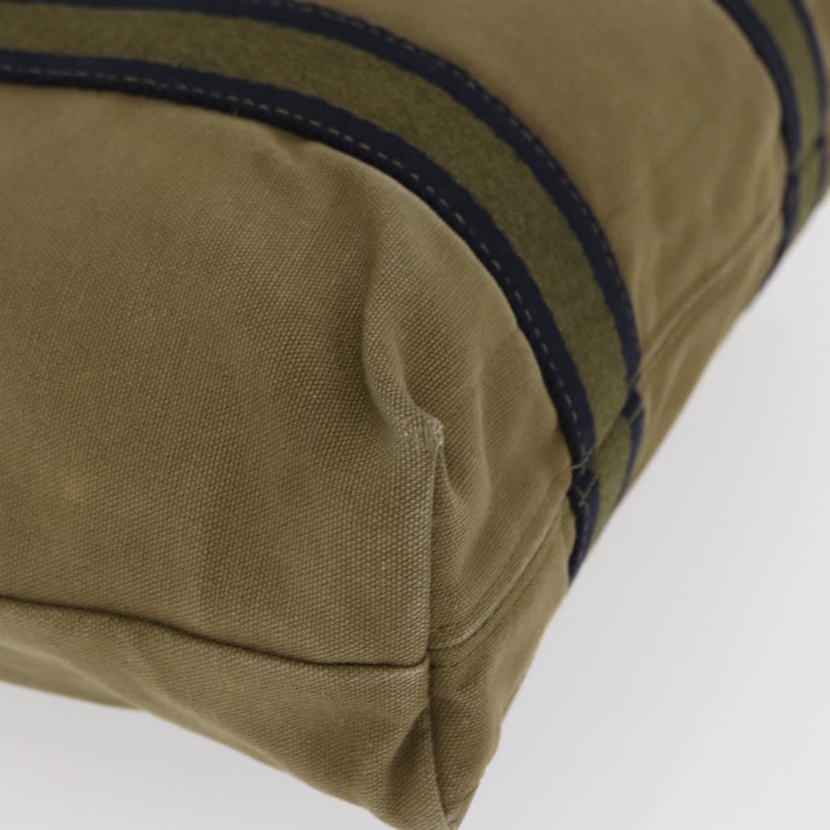 HERMES Fourre Tout Cabass Hand Bag Canvas Khaki Auth 163450