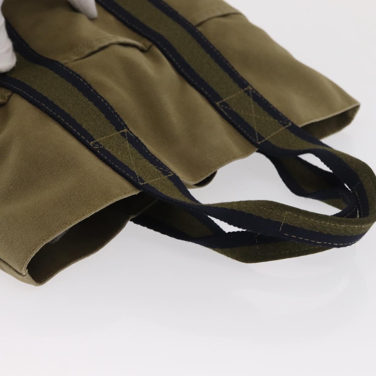 HERMES Fourre Tout Cabass Hand Bag Canvas Khaki Auth 163450