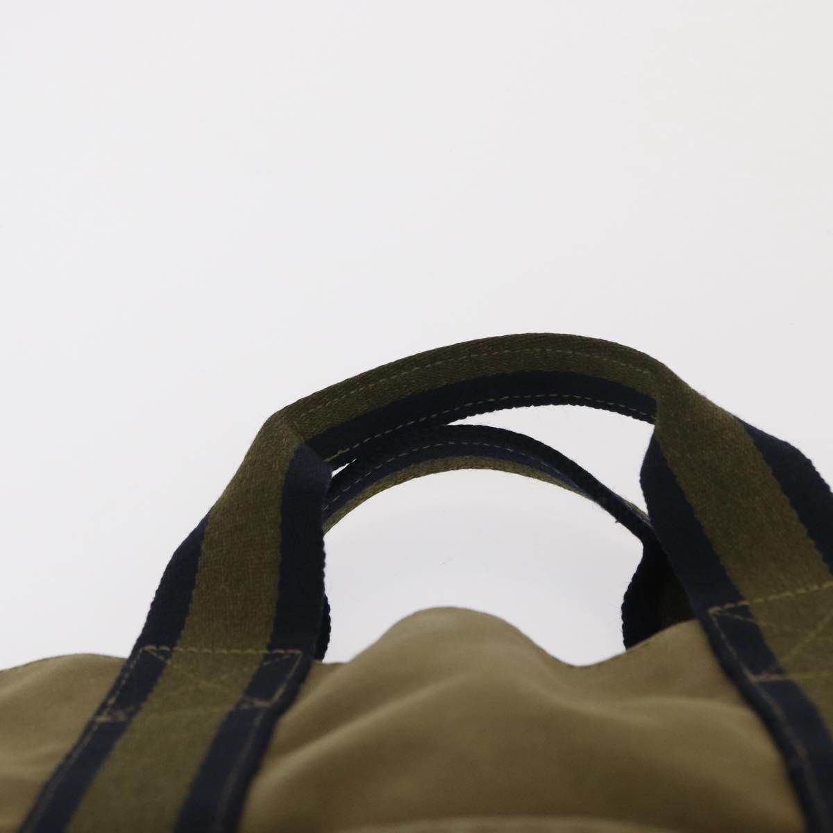 HERMES Fourre Tout Cabass Hand Bag Canvas Khaki Auth 163450