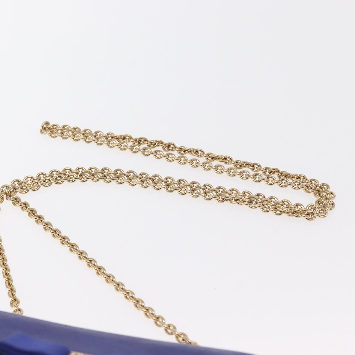 Salvatore Ferragamo Vala Chain Shoulder Bag Leather Blue Gold Auth 163452