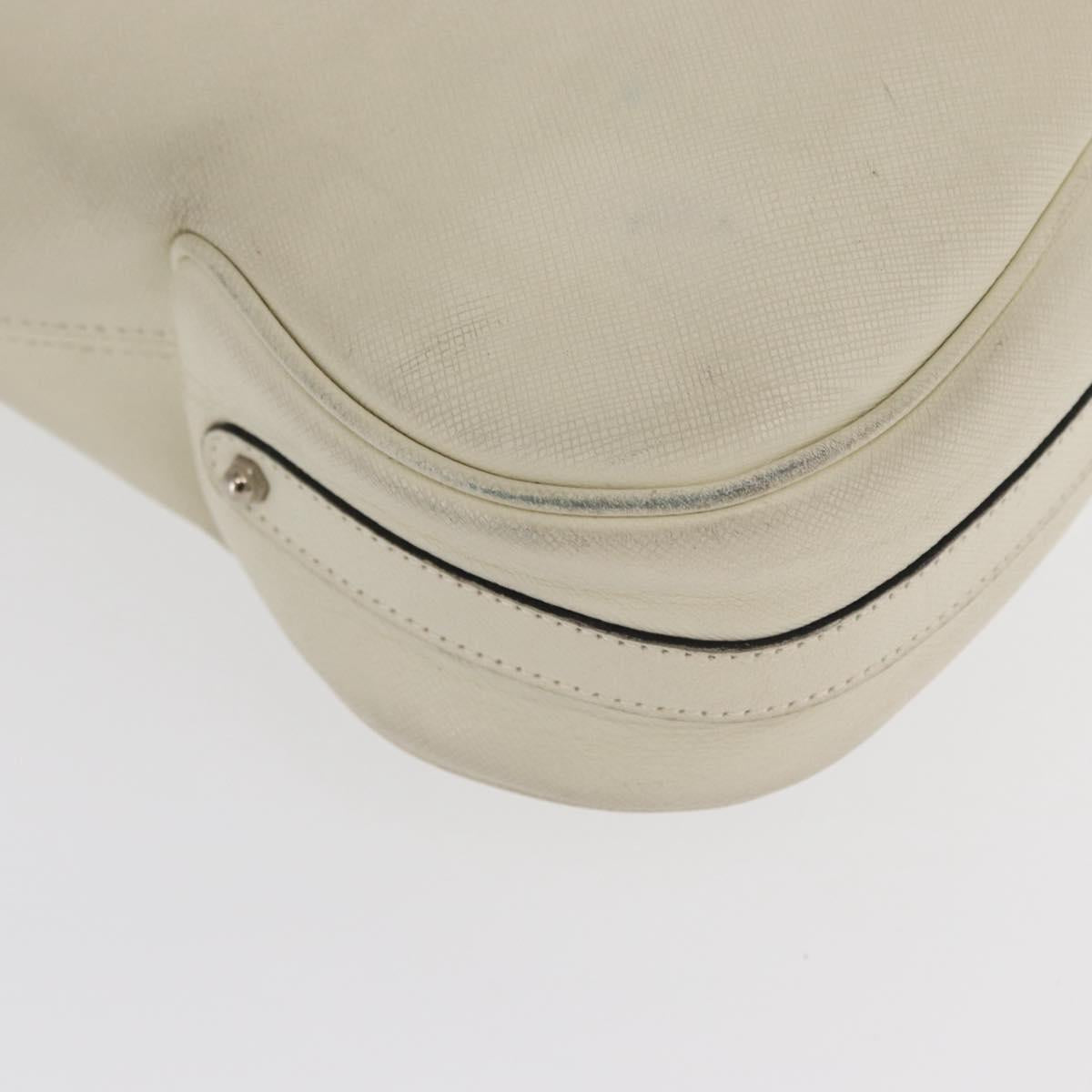 Salvatore Ferragamo Gancini Shoulder Bag Leather Ivory Silver Auth 163453