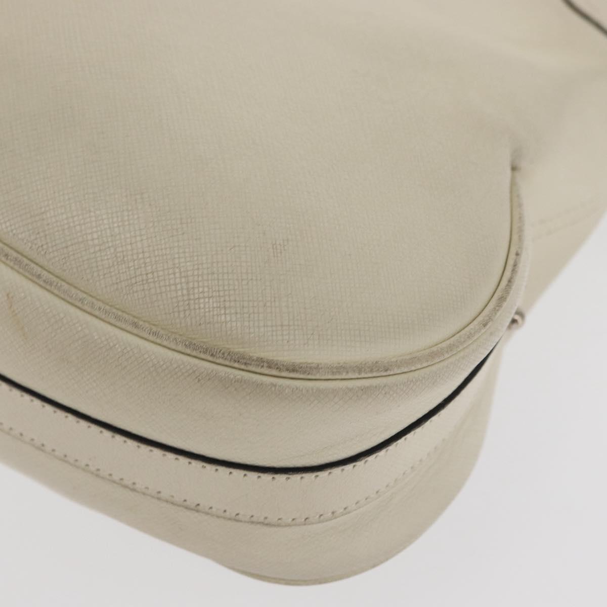 Salvatore Ferragamo Gancini Shoulder Bag Leather Ivory Silver Auth 163453