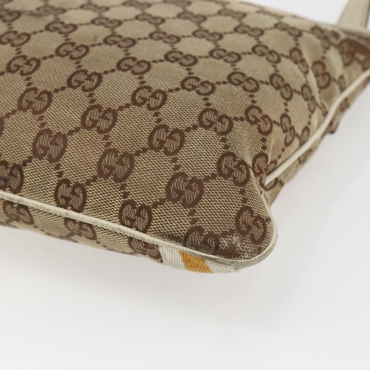 GUCCI GG Canvas Sherry Line Shoulder Bag Beige Gold 144388 Auth 163466