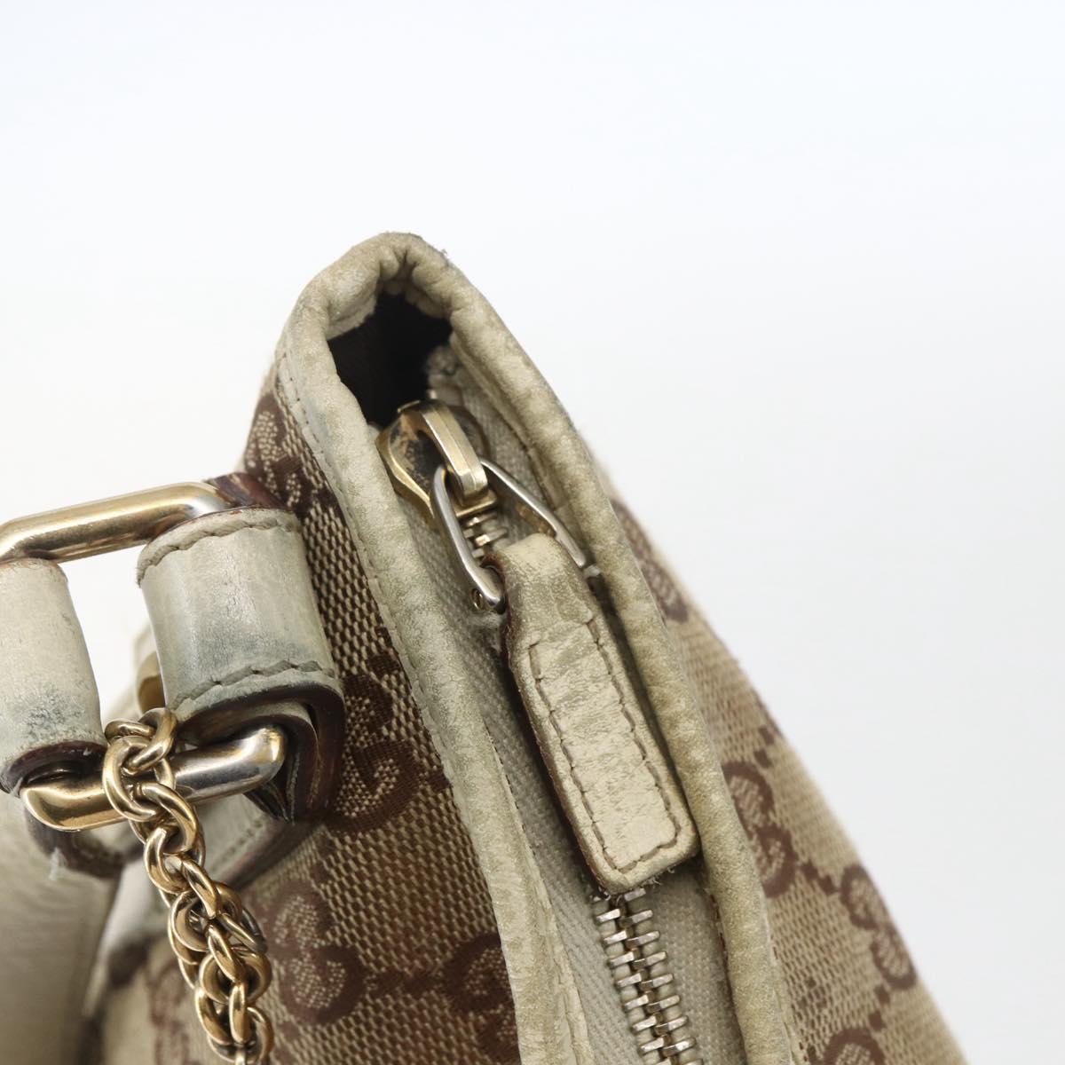 GUCCI GG Canvas Sherry Line Shoulder Bag Beige Gold 144388 Auth 163466