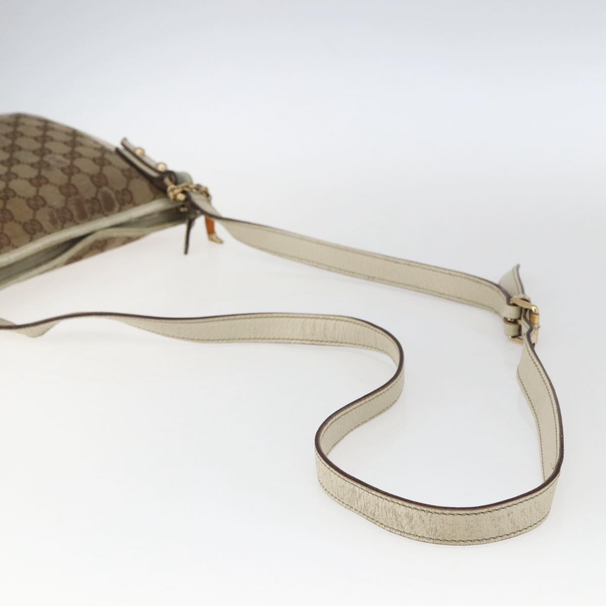 GUCCI GG Canvas Sherry Line Shoulder Bag Beige Gold 144388 Auth 163466