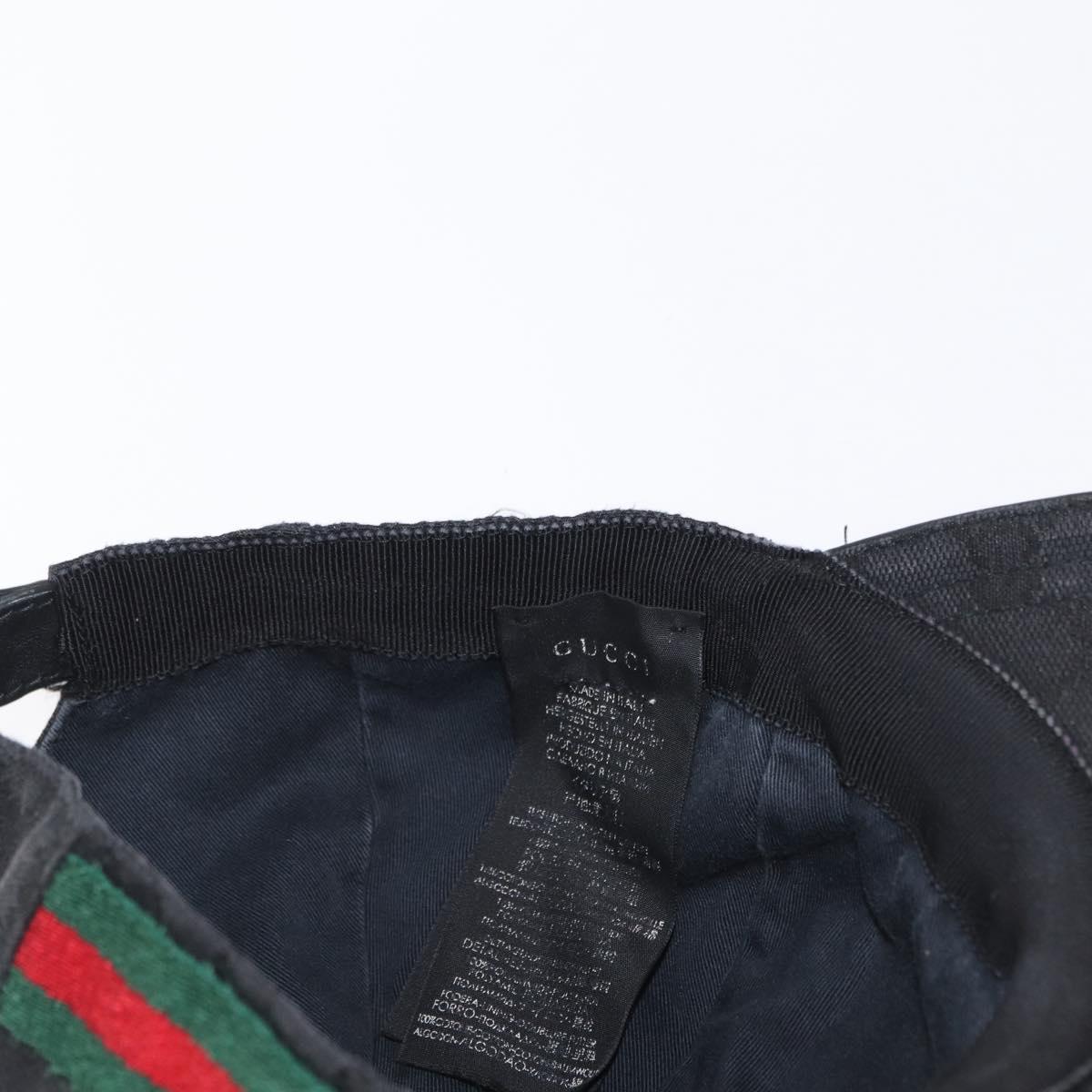 GUCCI GG Canvas Web Sherry Line Cap Black Red Green 200035 Auth 163480