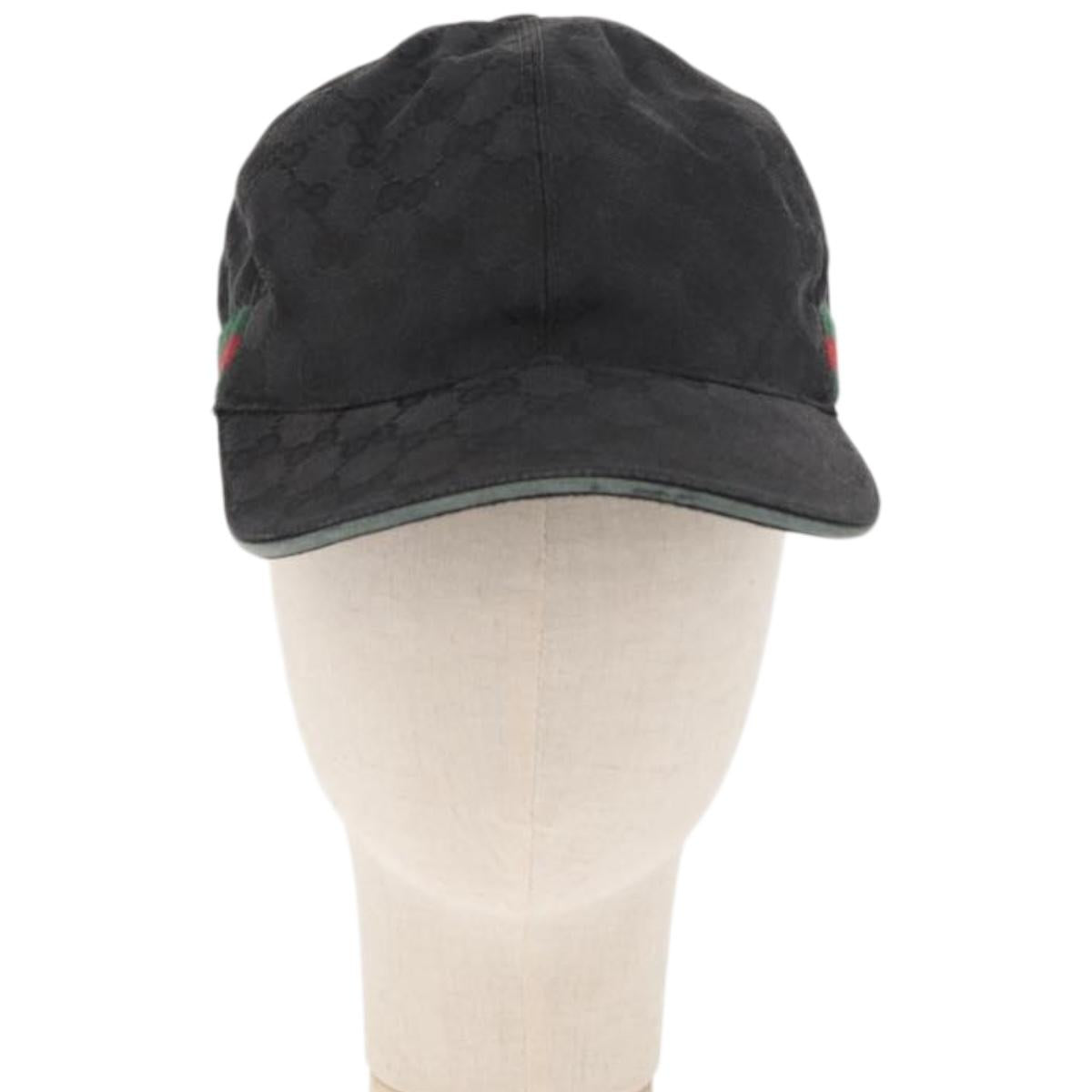 GUCCI GG Canvas Web Sherry Line Cap Black Red Green 200035 Auth 163480