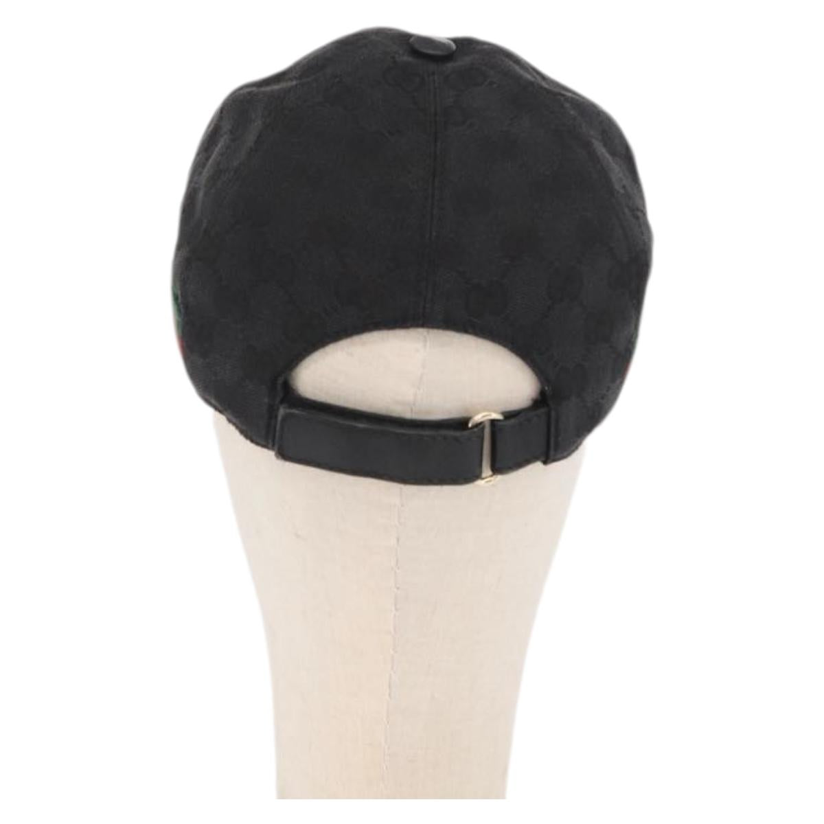 GUCCI GG Canvas Web Sherry Line Cap Black Red Green 200035 Auth 163480