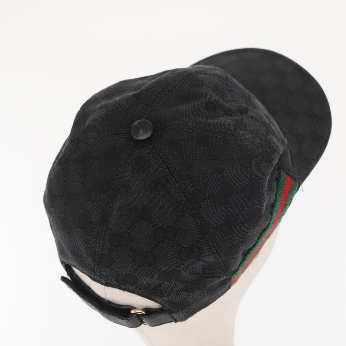GUCCI GG Canvas Web Sherry Line Cap Black Red Green 200035 Auth 163480