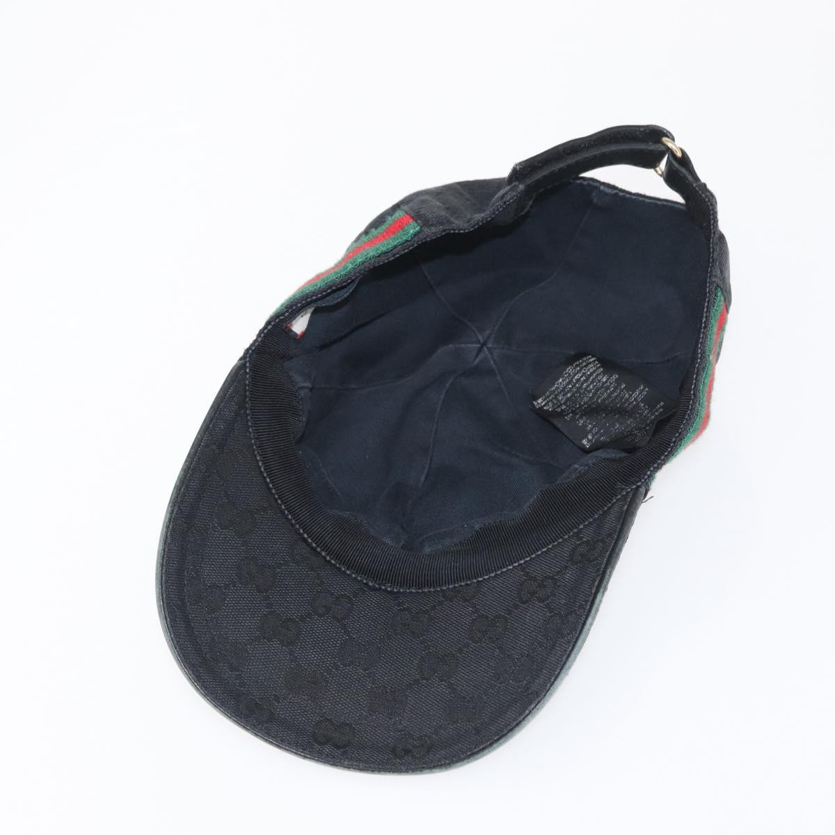 GUCCI GG Canvas Web Sherry Line Cap Black Red Green 200035 Auth 163480