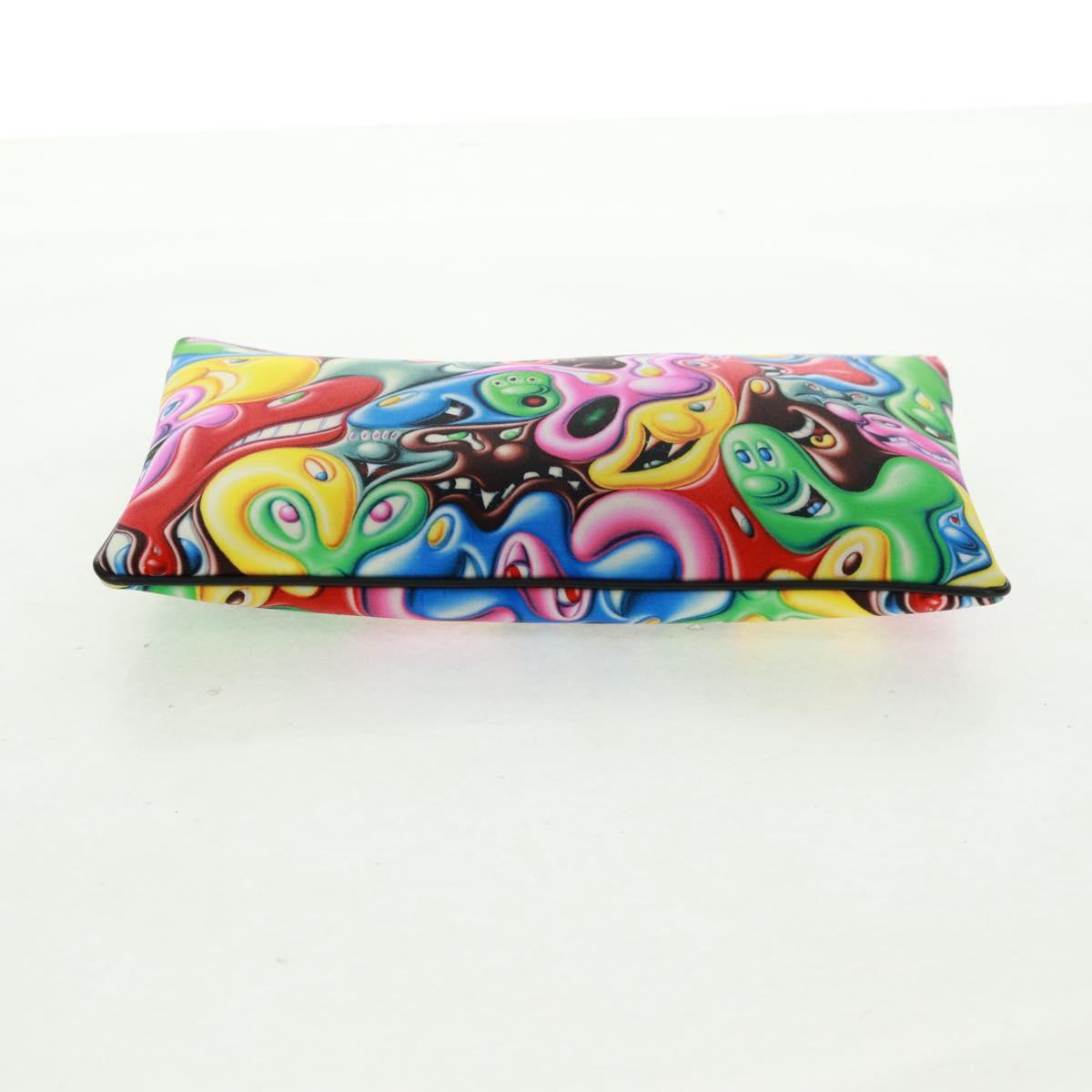 Christian Dior Clutch Bag Nylon Multicolor Silver Auth 163482V