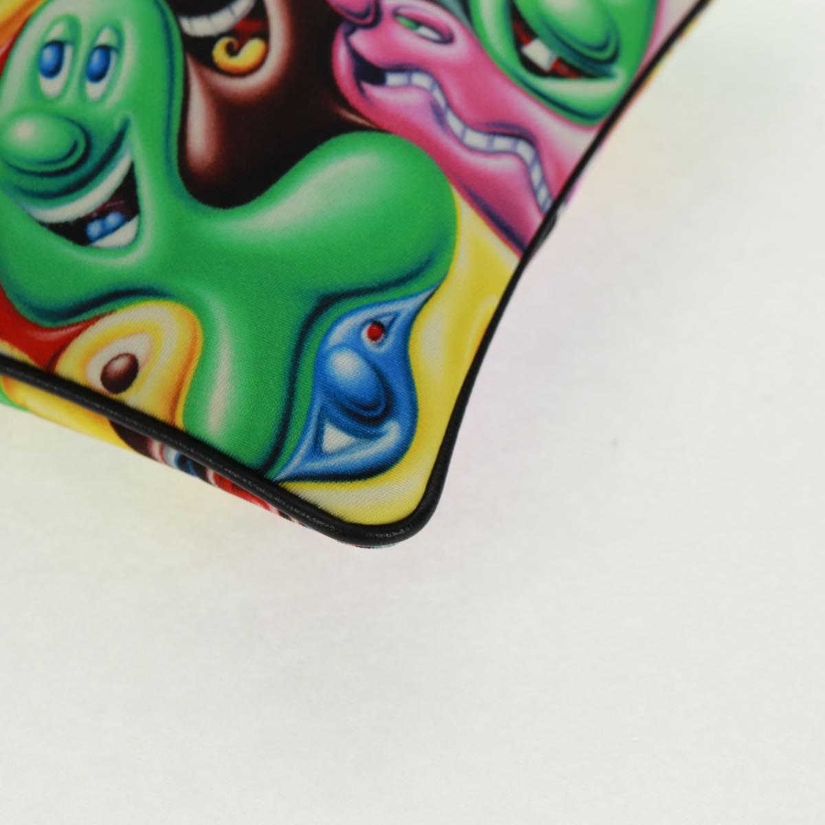 Christian Dior Clutch Bag Nylon Multicolor Silver Auth 163482V