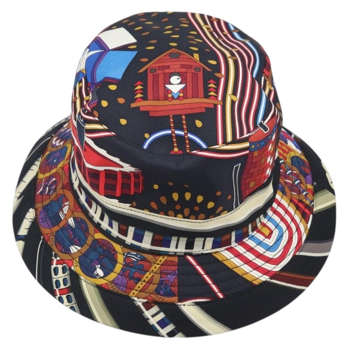 HERMES Hat Silk Multicolor Auth 163485V