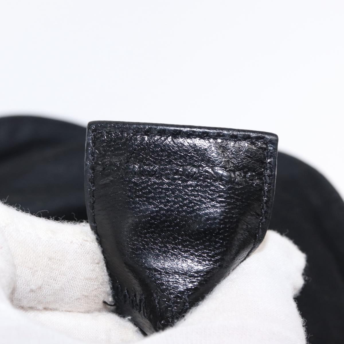 FENDI Mamma Baguette Shoulder Bag Nylon Black Silver Auth 163500