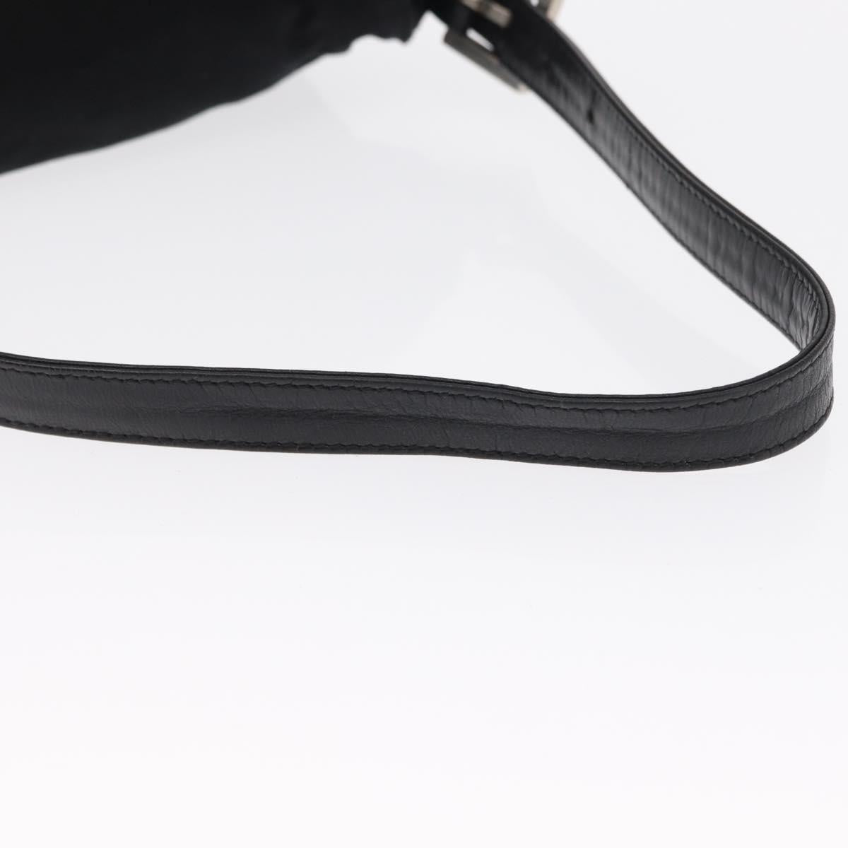FENDI Mamma Baguette Shoulder Bag Nylon Black Silver Auth 163500