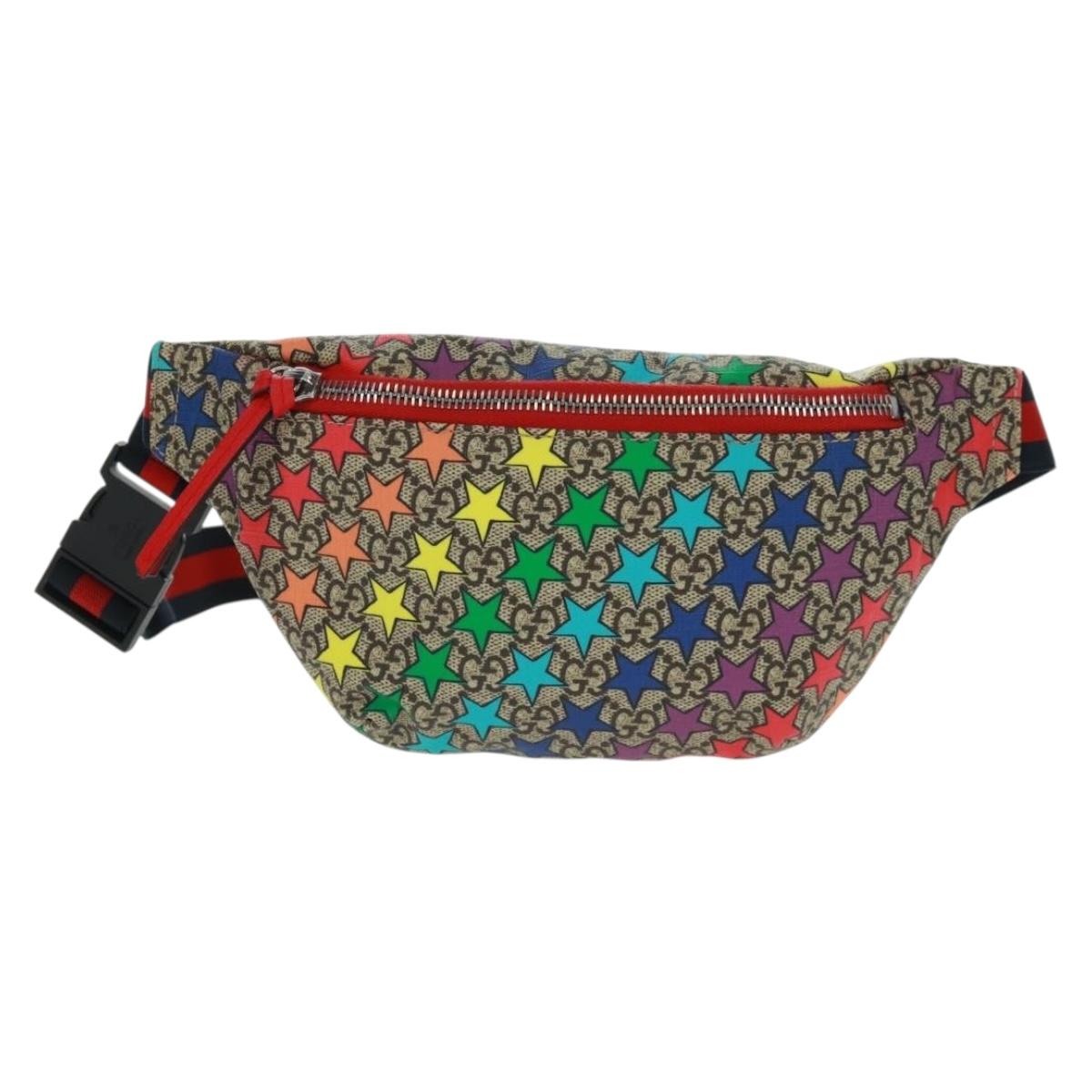 GUCCI Children GG Supreme Waist bag PVC Beige Silver 502095 Auth 163511V
