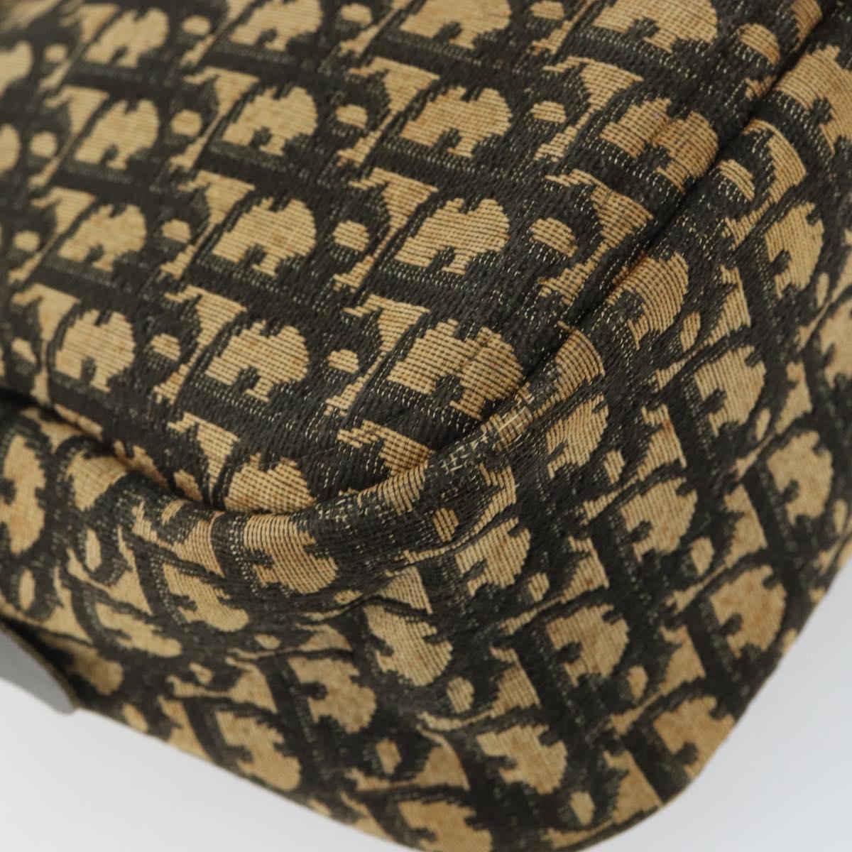 Christian Dior Trotter Canvas Shoulder Bag Black Gold Auth 163518