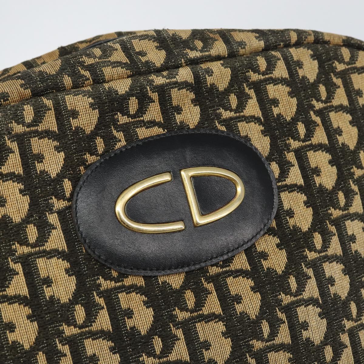 Christian Dior Trotter Canvas Shoulder Bag Black Gold Auth 163518