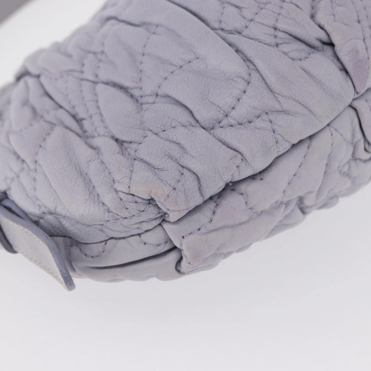 PRADA Flower Quilted Shoulder Bag Leather Gold lavender Auth 163520
