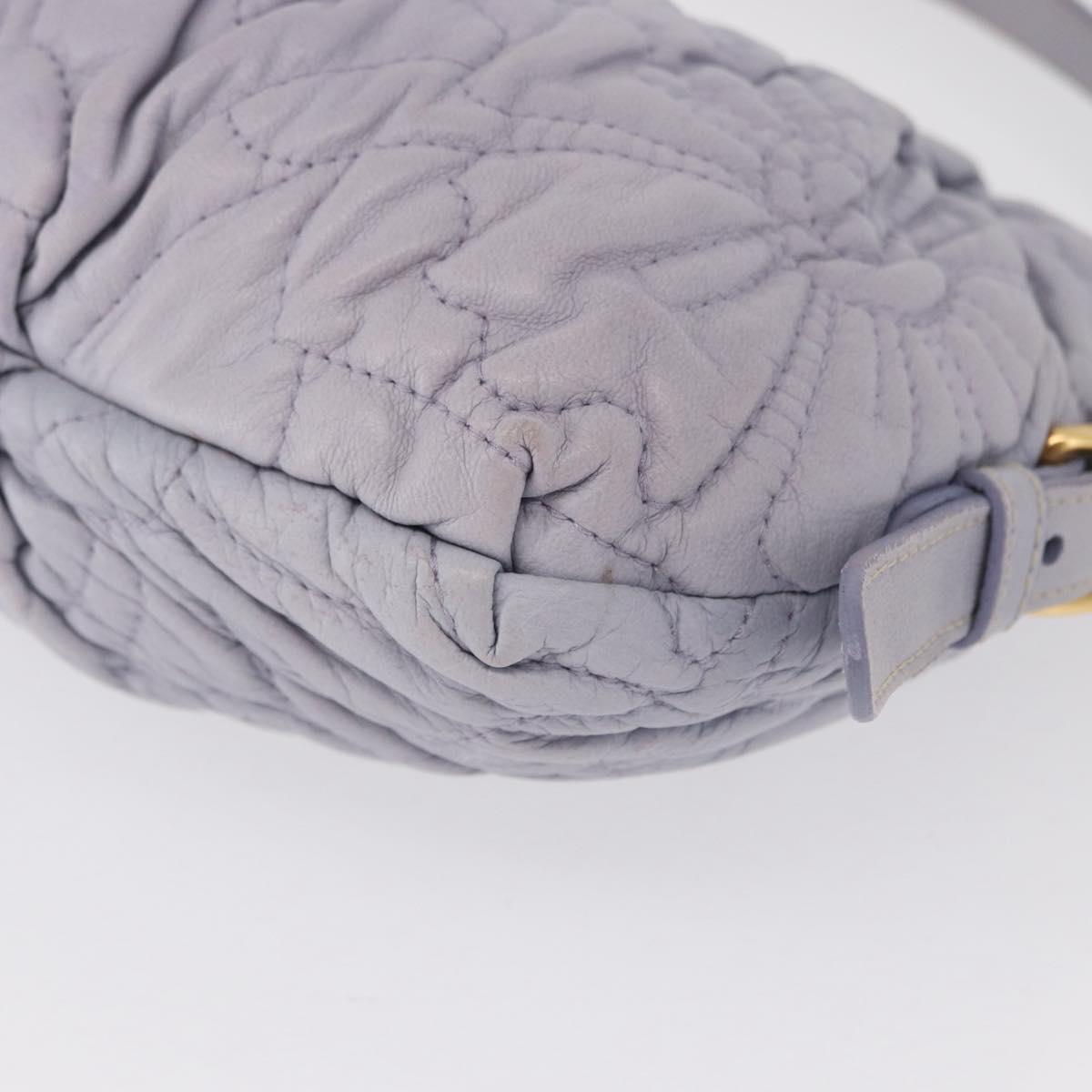 PRADA Flower Quilted Shoulder Bag Leather Gold lavender Auth 163520