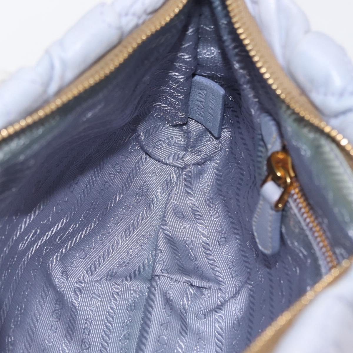 PRADA Flower Quilted Shoulder Bag Leather Gold lavender Auth 163520