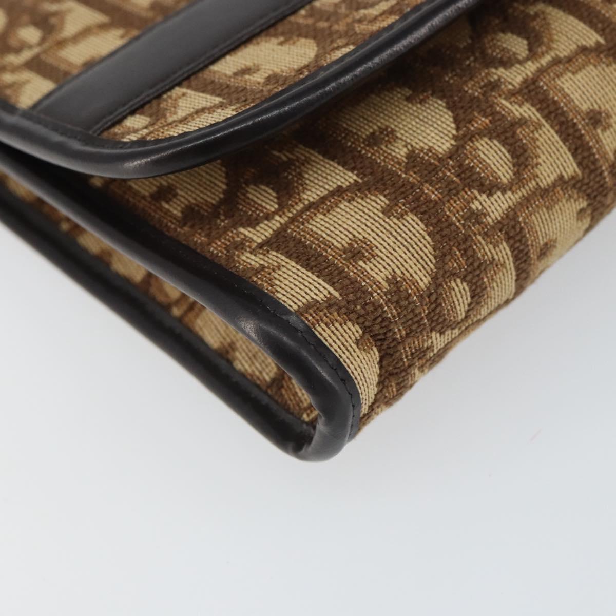 Christian Dior Trotter Canvas Chain Shoulder Bag Beige Gold Auth 163522
