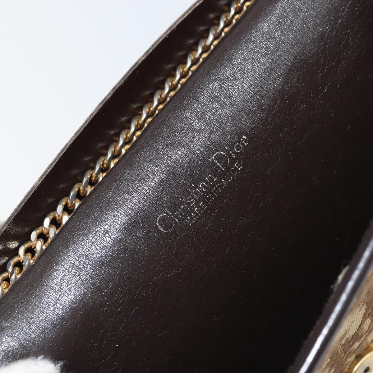 Christian Dior Trotter Canvas Chain Shoulder Bag Beige Gold Auth 163522
