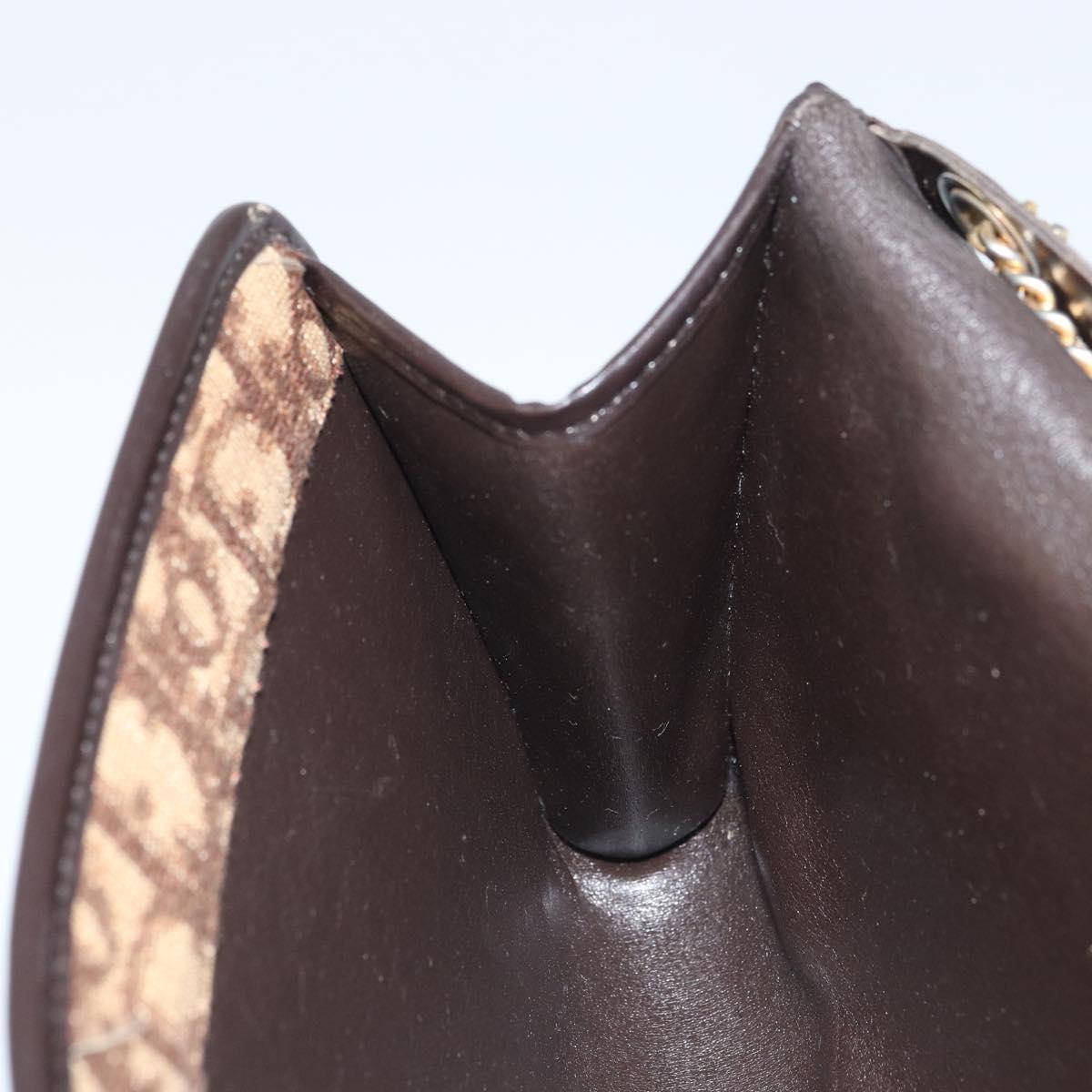 Christian Dior Trotter Canvas Chain Shoulder Bag Beige Gold Auth 163522