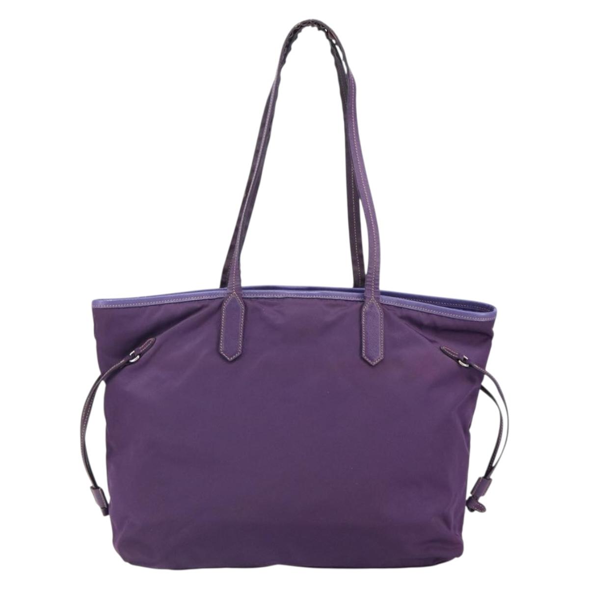 PRADA Tote Bag Nylon Purple Silver Auth 163524