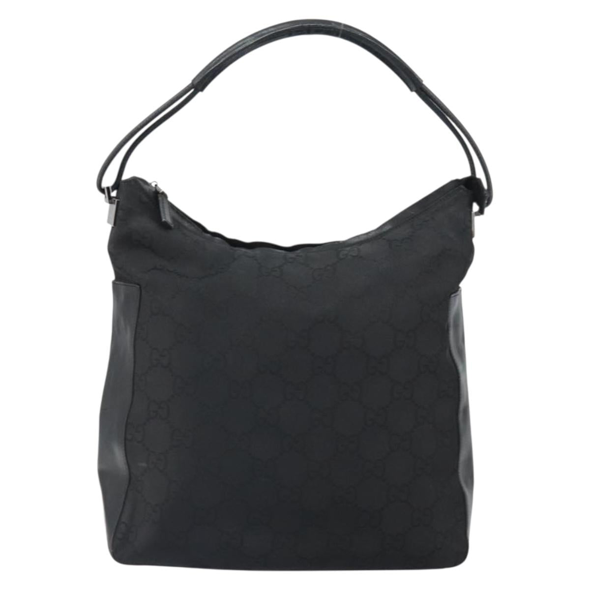 GUCCI GG Canvas Shoulder Bag Black Silver 001 3770 1705 Auth 163525