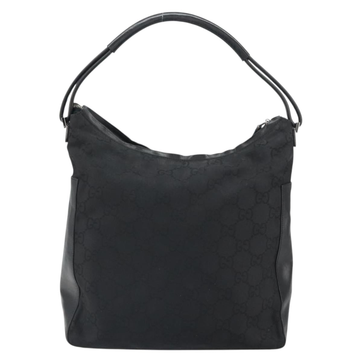 GUCCI GG Canvas Shoulder Bag Black Silver 001 3770 1705 Auth 163525