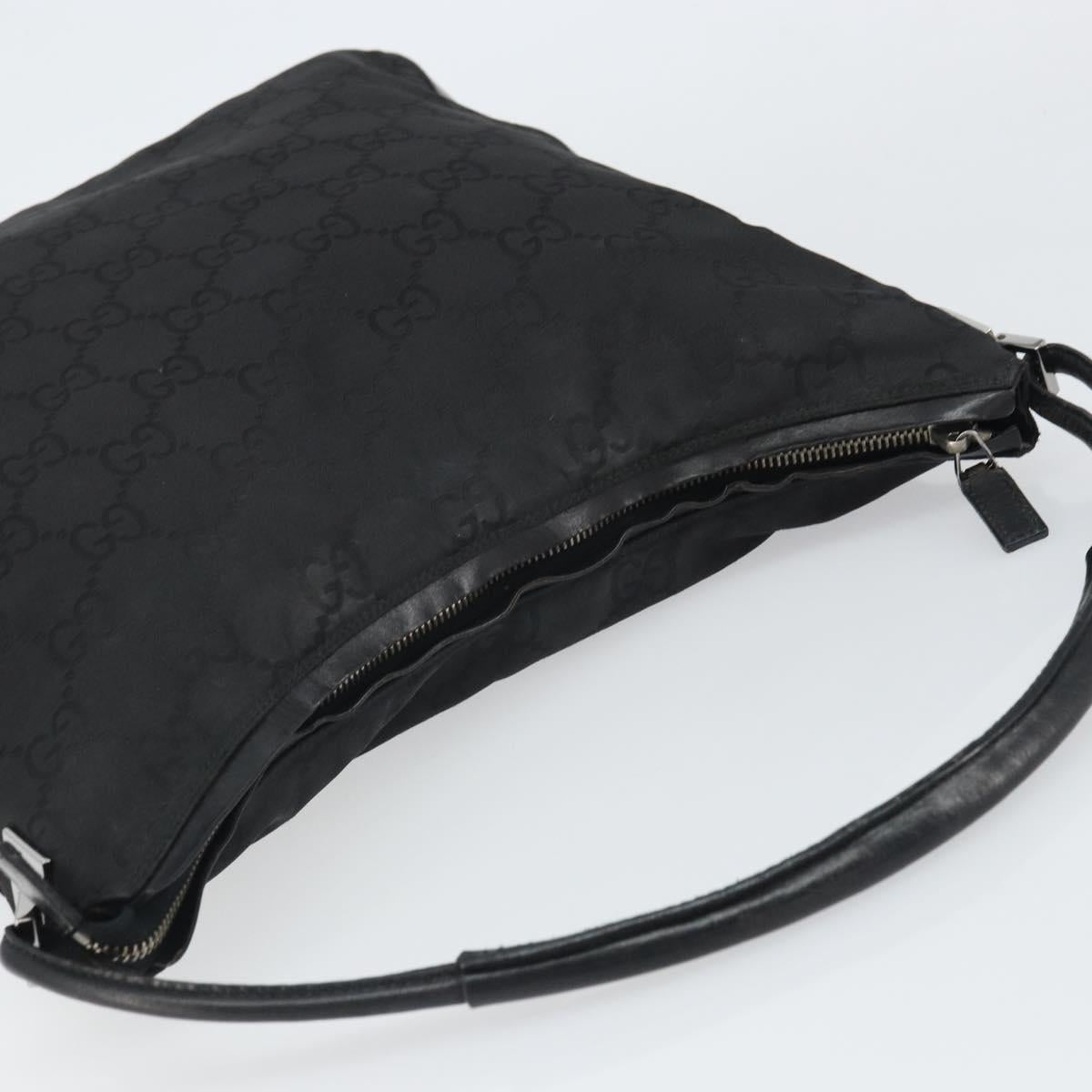 GUCCI GG Canvas Shoulder Bag Black Silver 001 3770 1705 Auth 163525