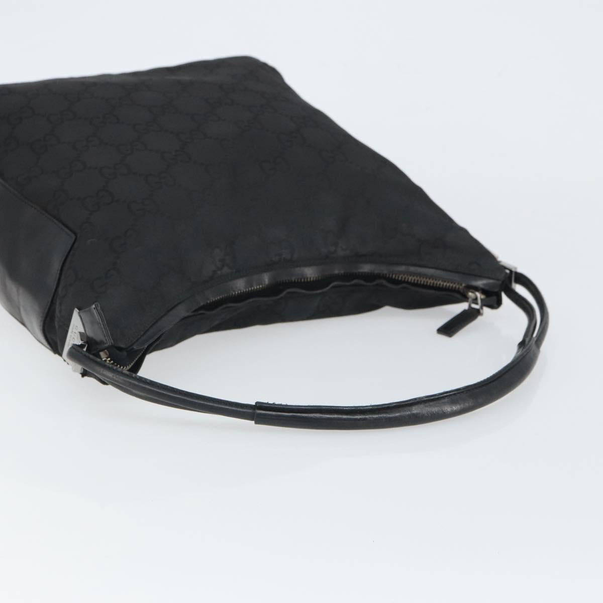 GUCCI GG Canvas Shoulder Bag Black Silver 001 3770 1705 Auth 163525