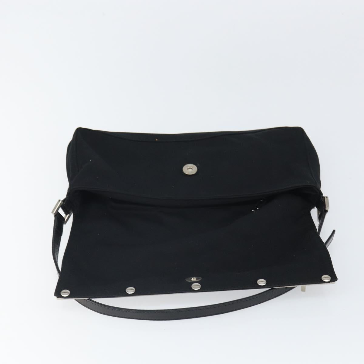 FENDI Shoulder Bag Cotton Black Silver Auth 163537