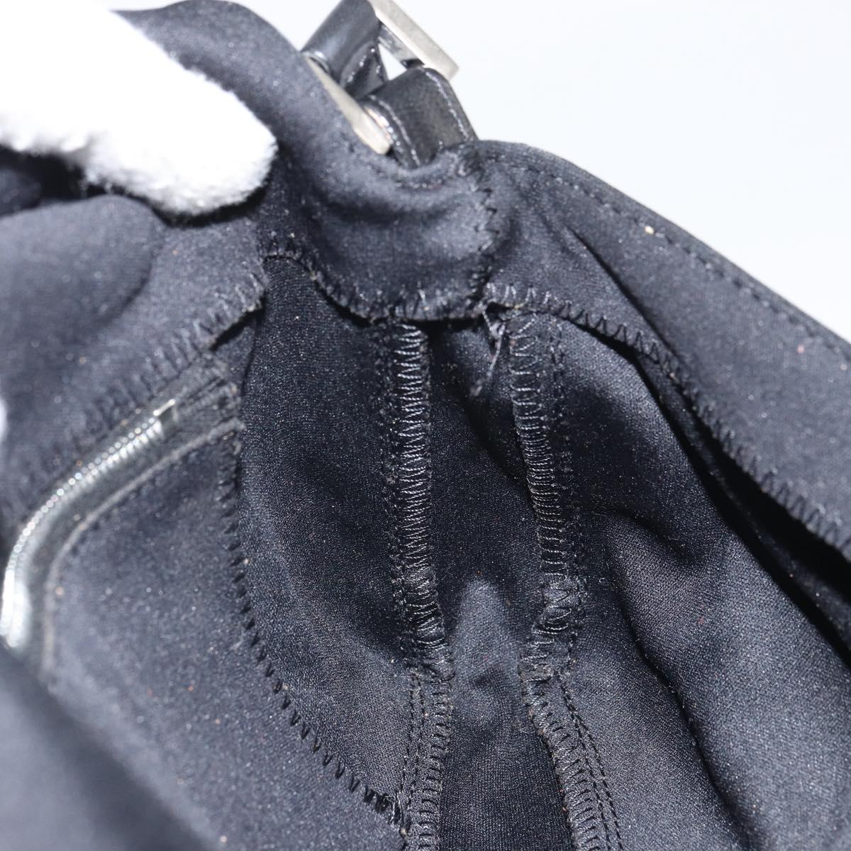 FENDI Shoulder Bag Cotton Black Silver Auth 163537