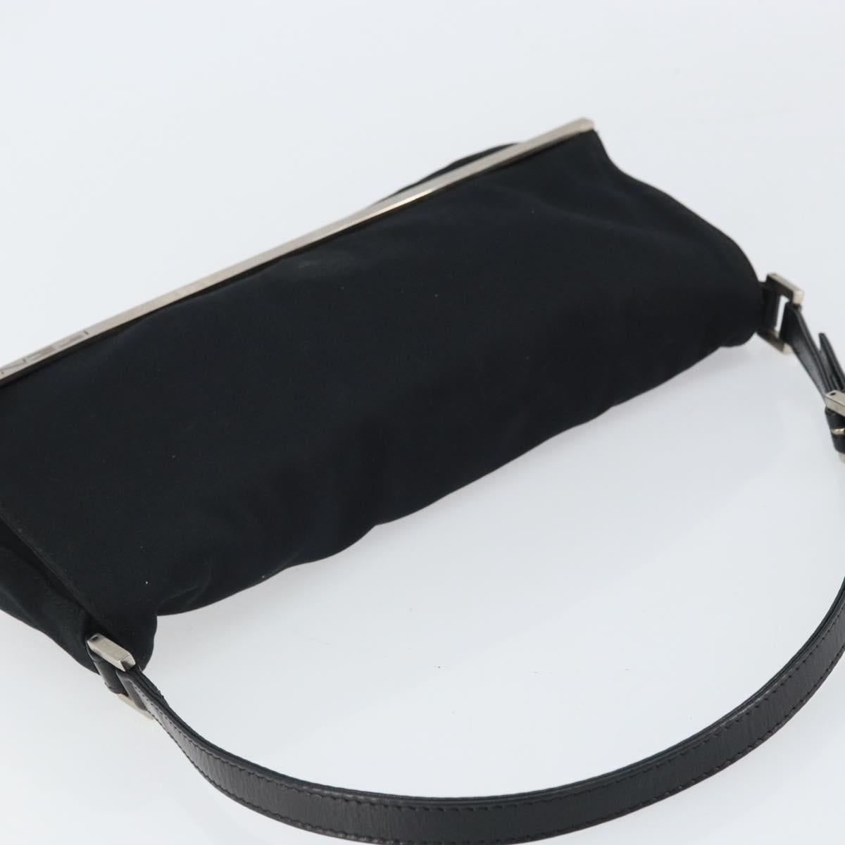 FENDI Shoulder Bag Cotton Black Silver Auth 163537