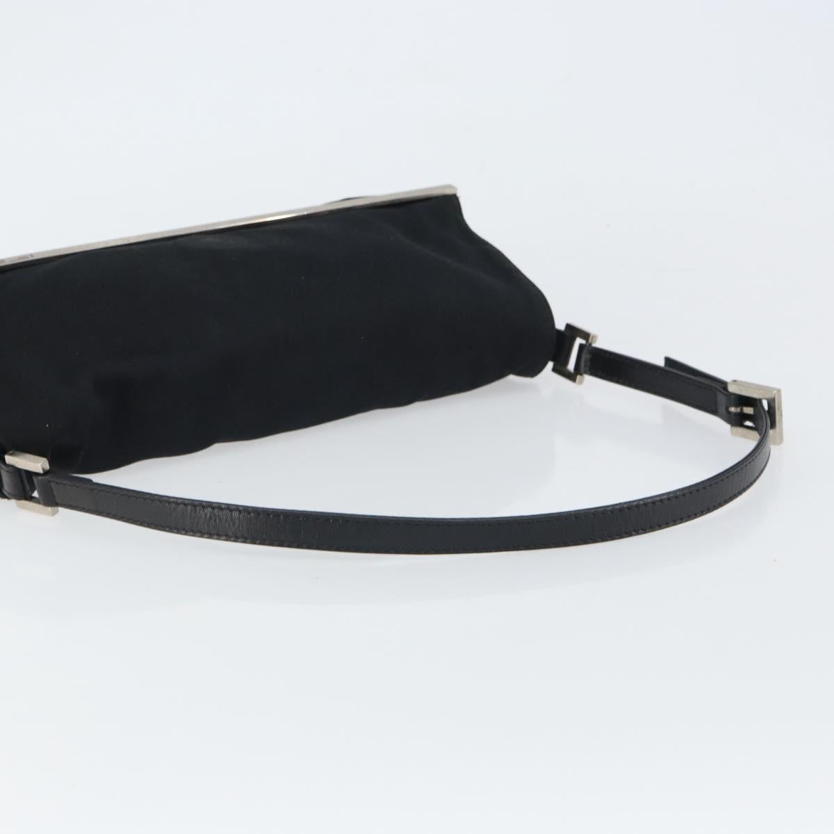 FENDI Shoulder Bag Cotton Black Silver Auth 163537