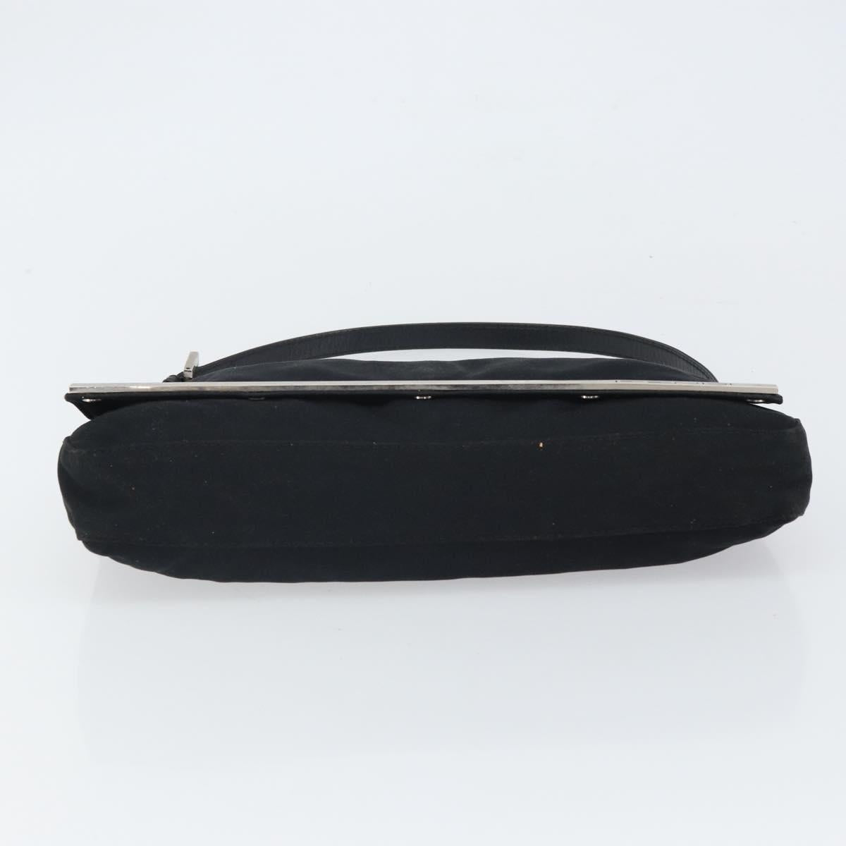 FENDI Shoulder Bag Cotton Black Silver Auth 163537