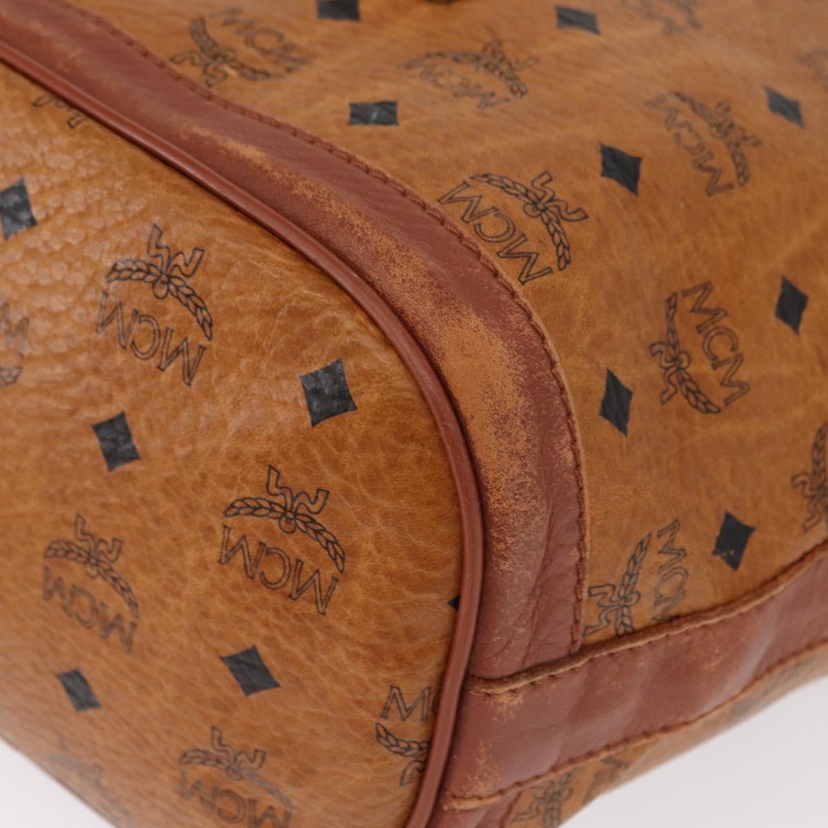 MCM Logogram Vicetos Shoulder Bag PVC Leather Brown Gold Auth 163548