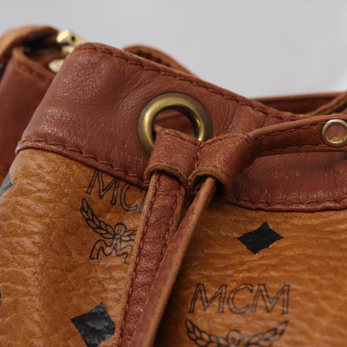 MCM Logogram Vicetos Shoulder Bag PVC Leather Brown Gold Auth 163548