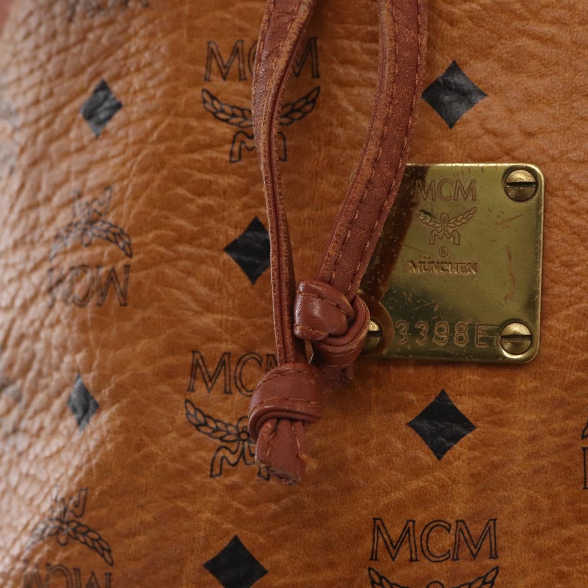 MCM Logogram Vicetos Shoulder Bag PVC Leather Brown Gold Auth 163548