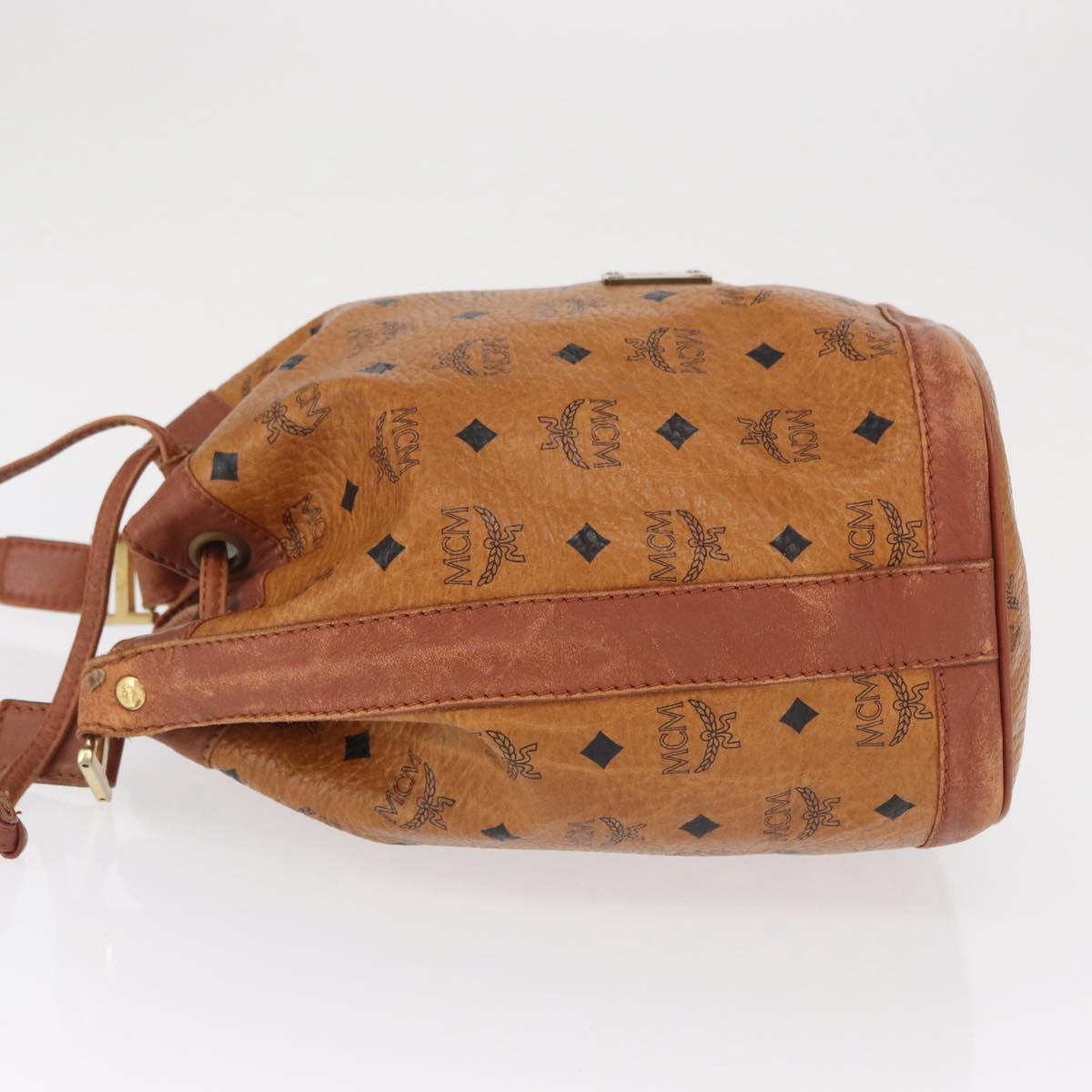 MCM Logogram Vicetos Shoulder Bag PVC Leather Brown Gold Auth 163548