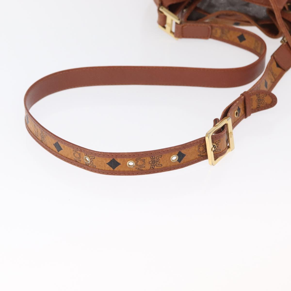 MCM Logogram Vicetos Shoulder Bag PVC Leather Brown Gold Auth 163548