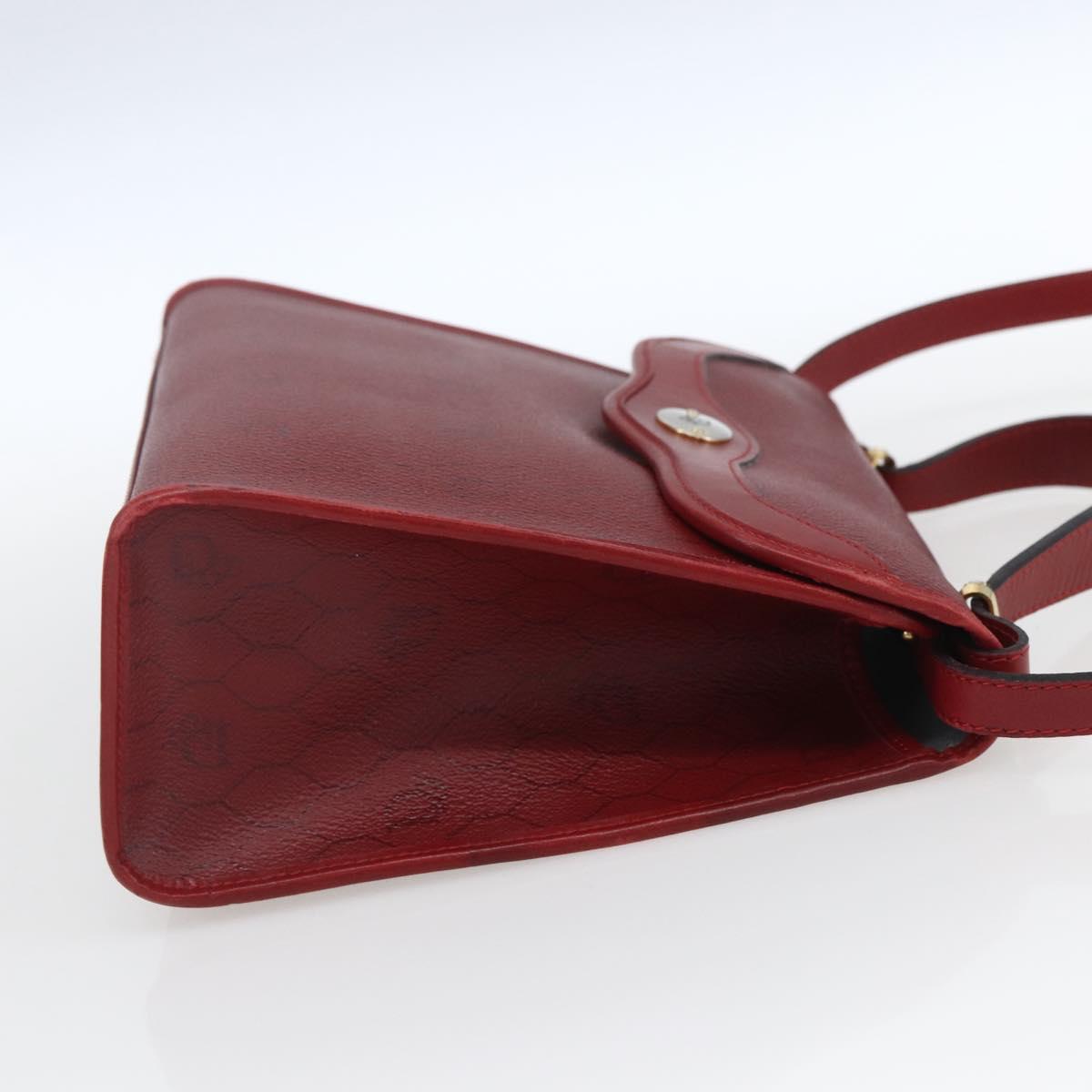 Christian Dior Honeycomb Canvas Hand Bag PVC Leather 2way Red Gold Auth 163559