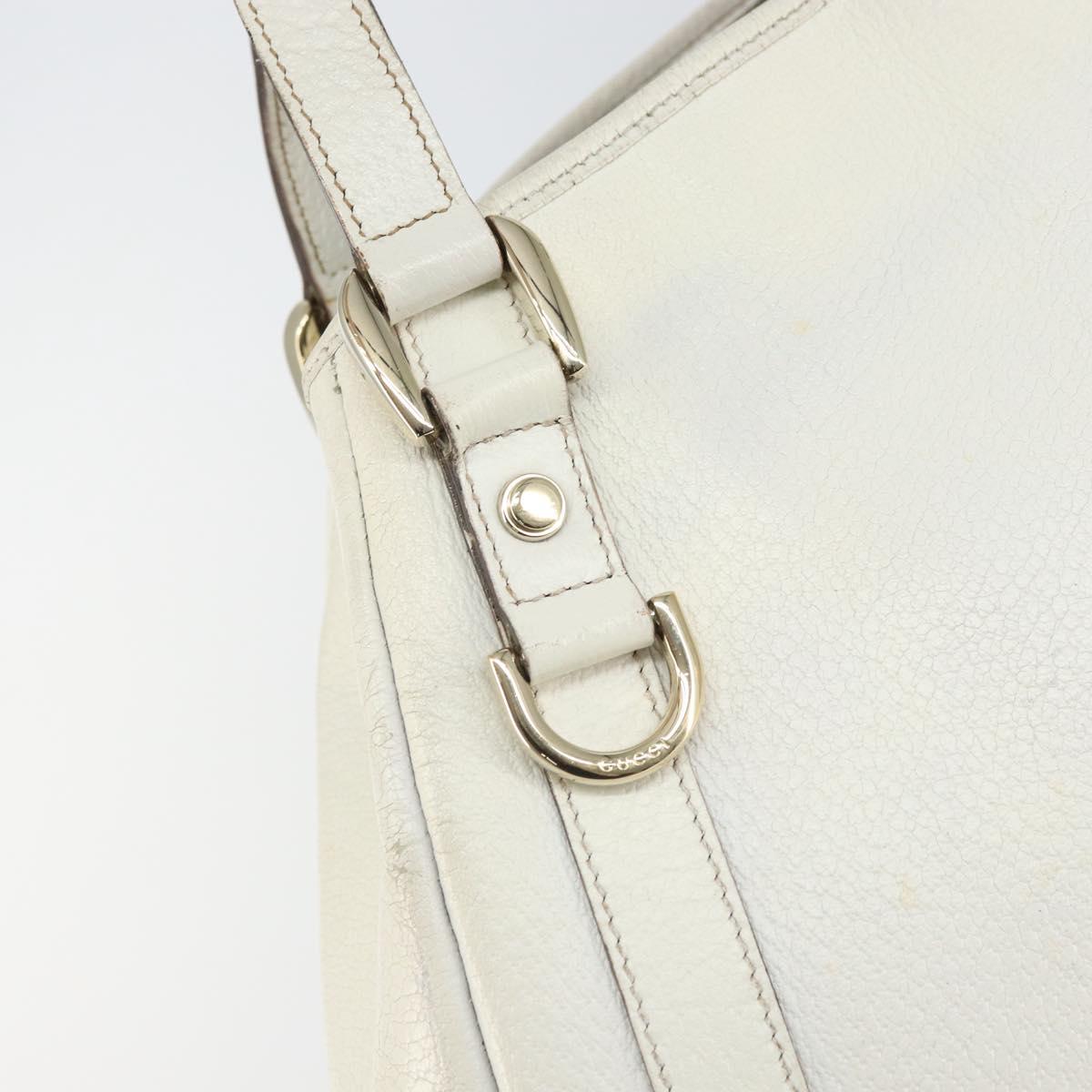 GUCCI Abbey Tote Bag Leather White Gold 130736 Auth 163566