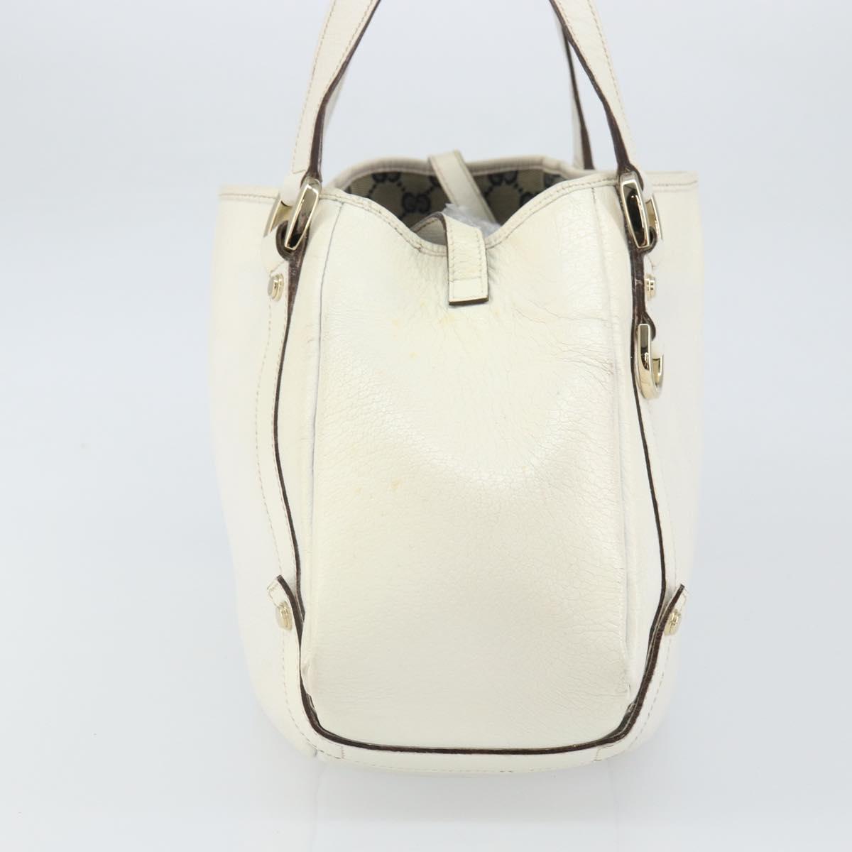 GUCCI Abbey Tote Bag Leather White Gold 130736 Auth 163566