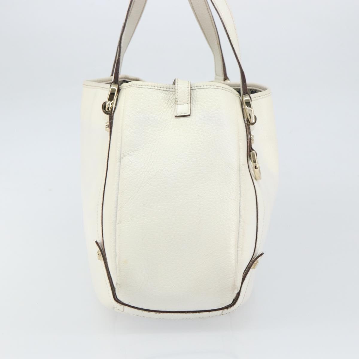 GUCCI Abbey Tote Bag Leather White Gold 130736 Auth 163566
