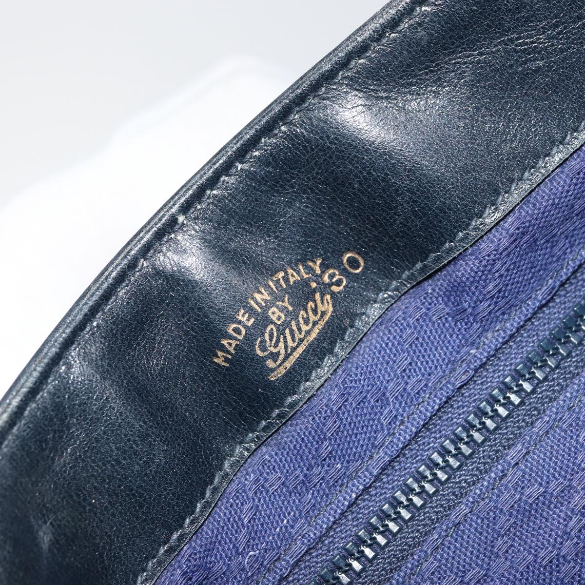 GUCCI GG Supreme Horsebit Shoulder Bag PVC Navy Gold Auth 163567