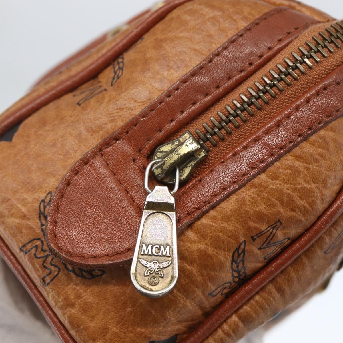 MCM Vicetos Logogram Mini Boston Bag PVC Leather 2way Brown Gold Auth 163568